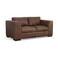 Transitional Loveseat with Wide Tapered Track Arms