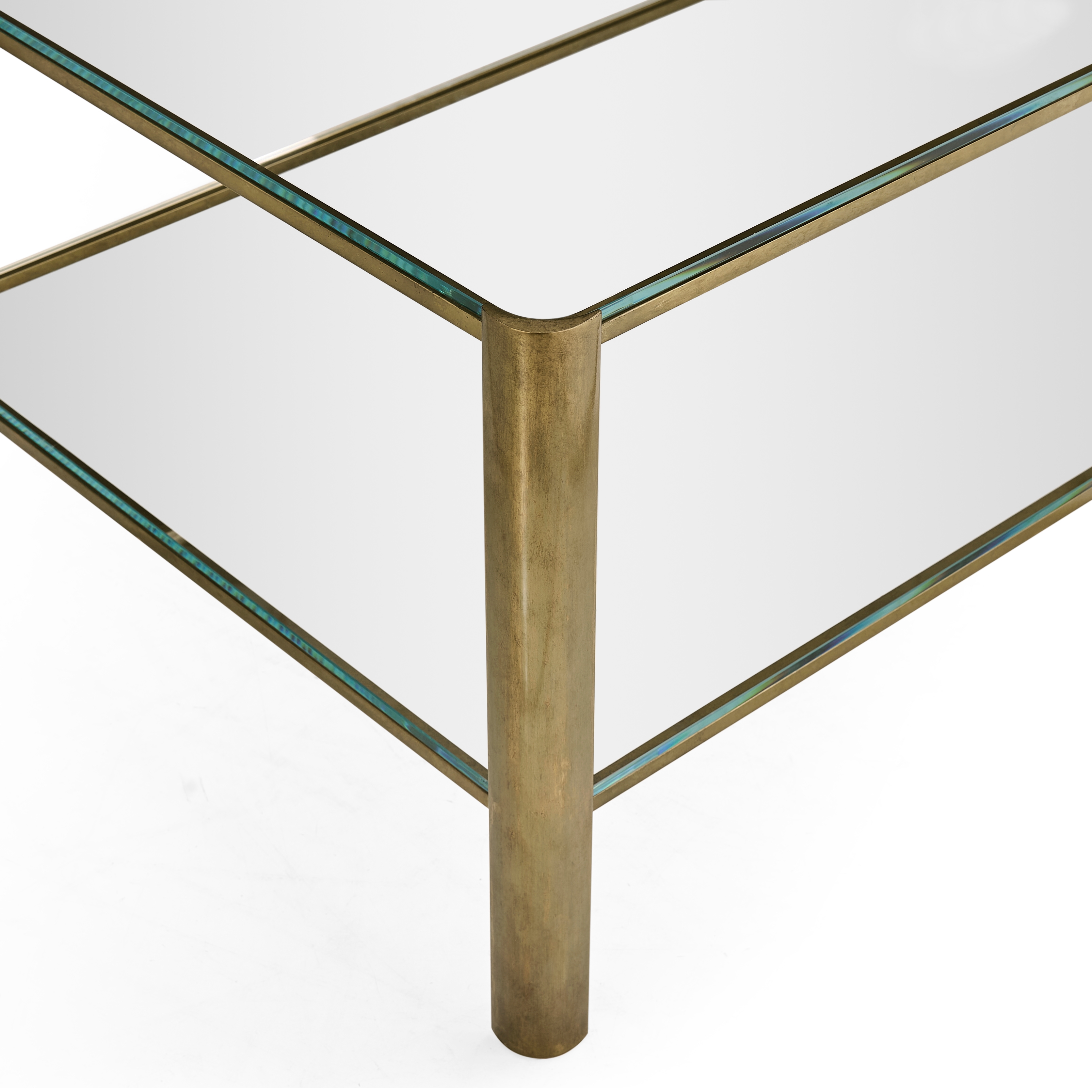 Jonathan Charles JC Modern Cosmo Antique Brass Cocktail Table