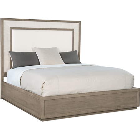 Casual California King Upholstered Panel Bed