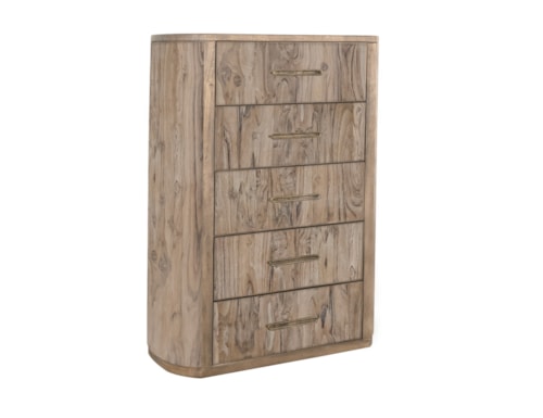 Modern Rustic 5-Drawer Bedroom Chest with Metal Drawer Pulls