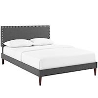 Queen Fabric Platform Bed with Squared Tapered Legs