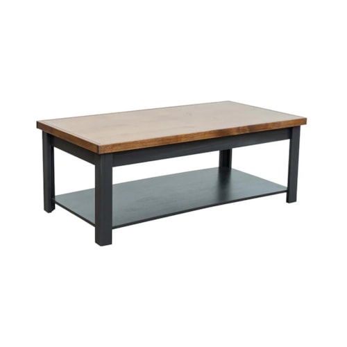 Farmhouse Coffee Table with Lower Storage Shelf