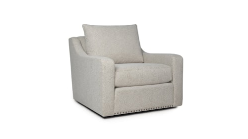 Customizable Swivel Chair with Track Arms and Nailheads