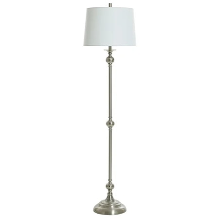 Transitional Steel Floor Lamp with Fabric Shade