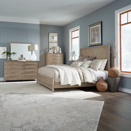 Contemporary 4-Piece Queen Panel Bedroom Set with Chest