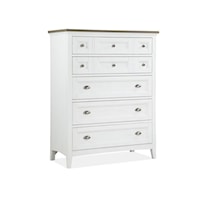 Modern Farmhouse Two-Tone 5-Drawer Chest with Felt-Lined Top Drawer