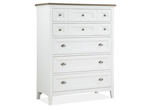 Coastal 5-Drawer Two-Tone Chest with Felt-Lined Top Drawer