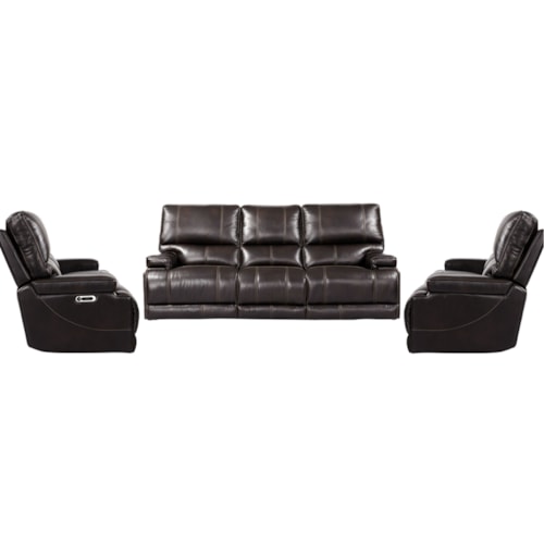 Casual Cordless Power Reclining Sofa and Dual Recliners Set with Power Headrests