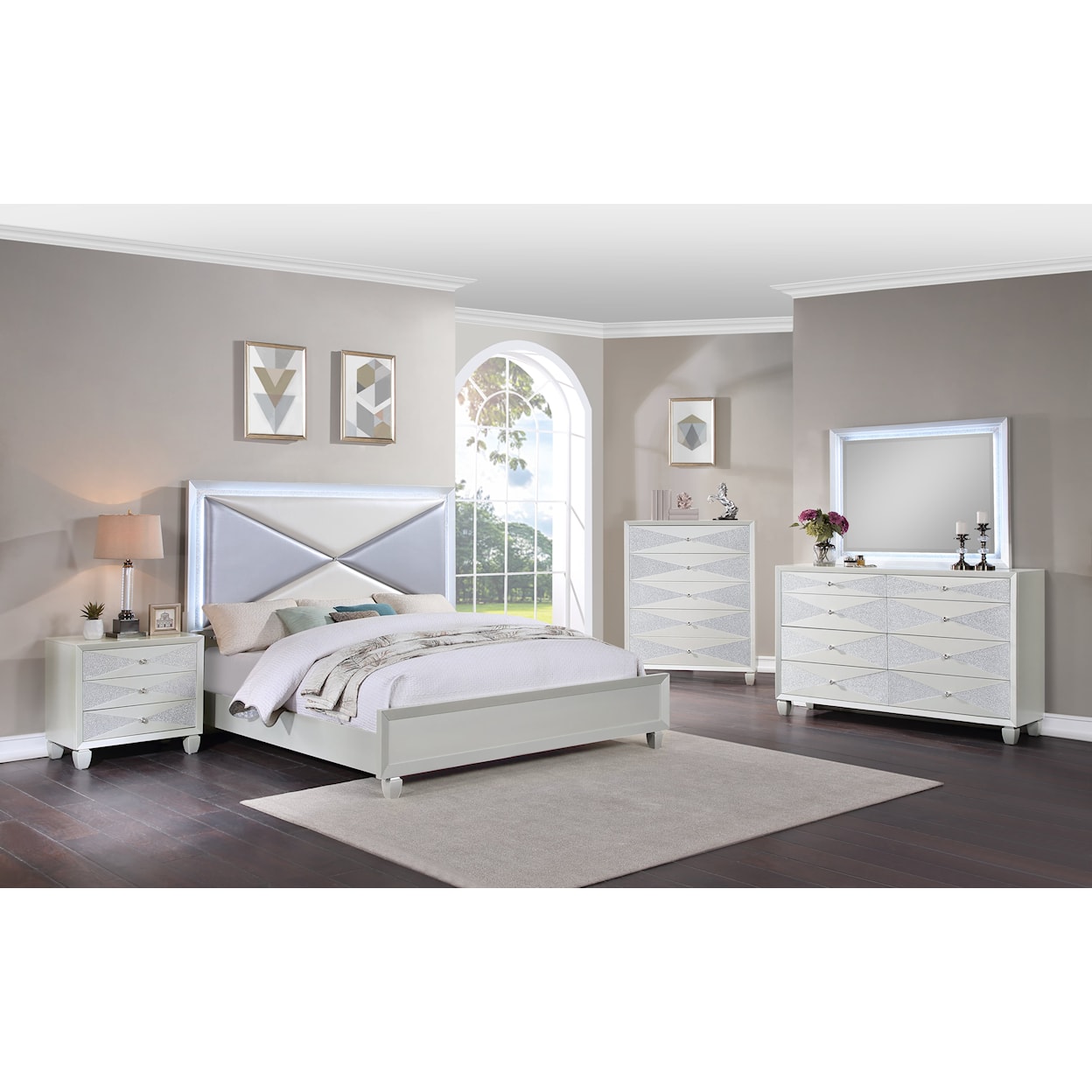 New Classic Furniture Harlequin Dresser and Mirror Set