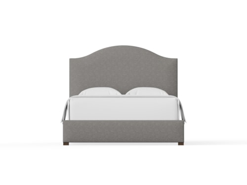 Transitional King Upholstered Bed with Arched headboard
