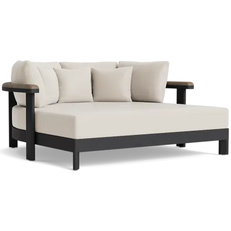 67" Modern Pillow Daybed w/Teak Panel Arms