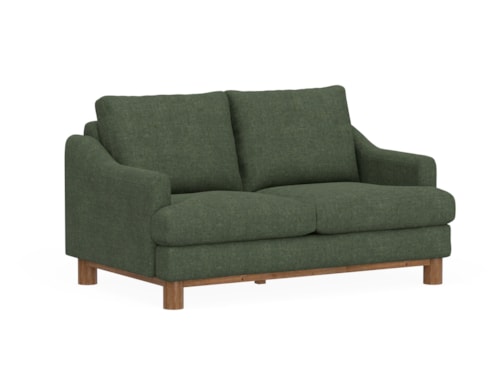 Transitional Loveseat with Exposed Wood Legs