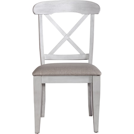 Farmhouse Upholstered Dining Chair with Open X Back
