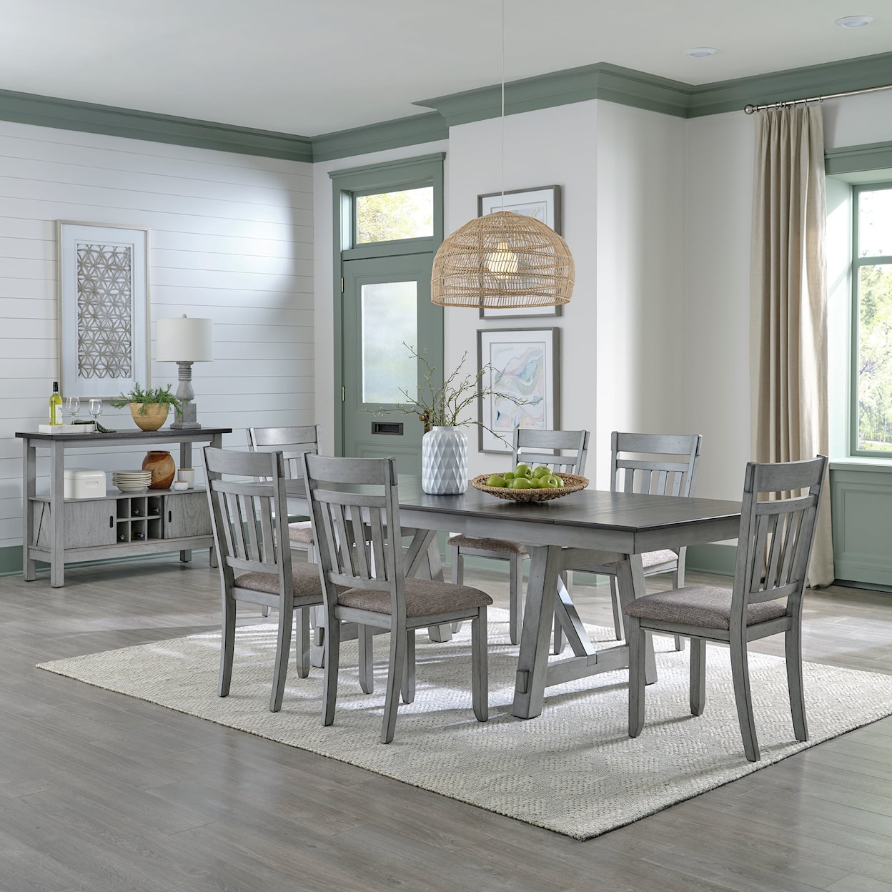 Liberty Furniture Newport 7-Piece Trestle Table Set