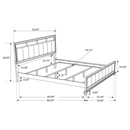 Barzini Wood Cal King Panel Bed