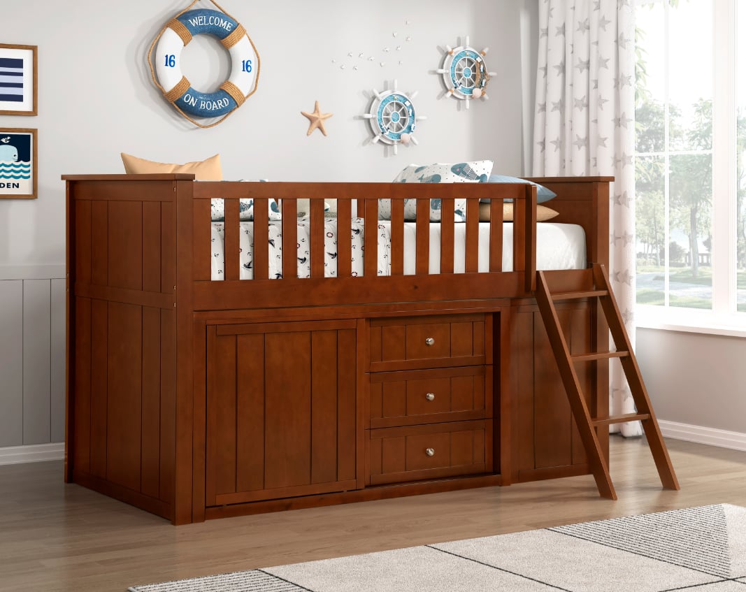 Homelegance Rowe Low Loft Bunk Bed with Storage