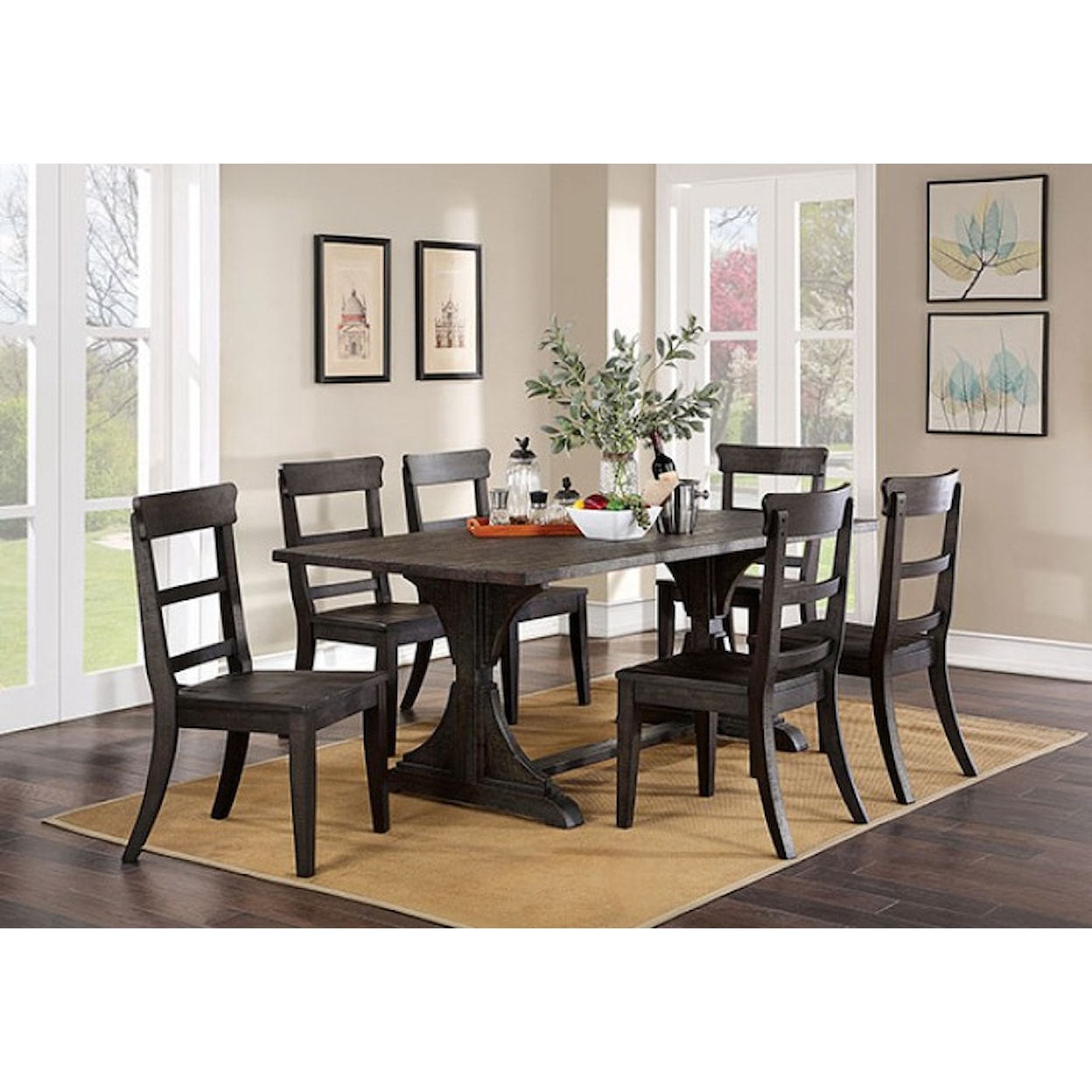 Furniture of America Leonidas 7-Piece Dining Table Set