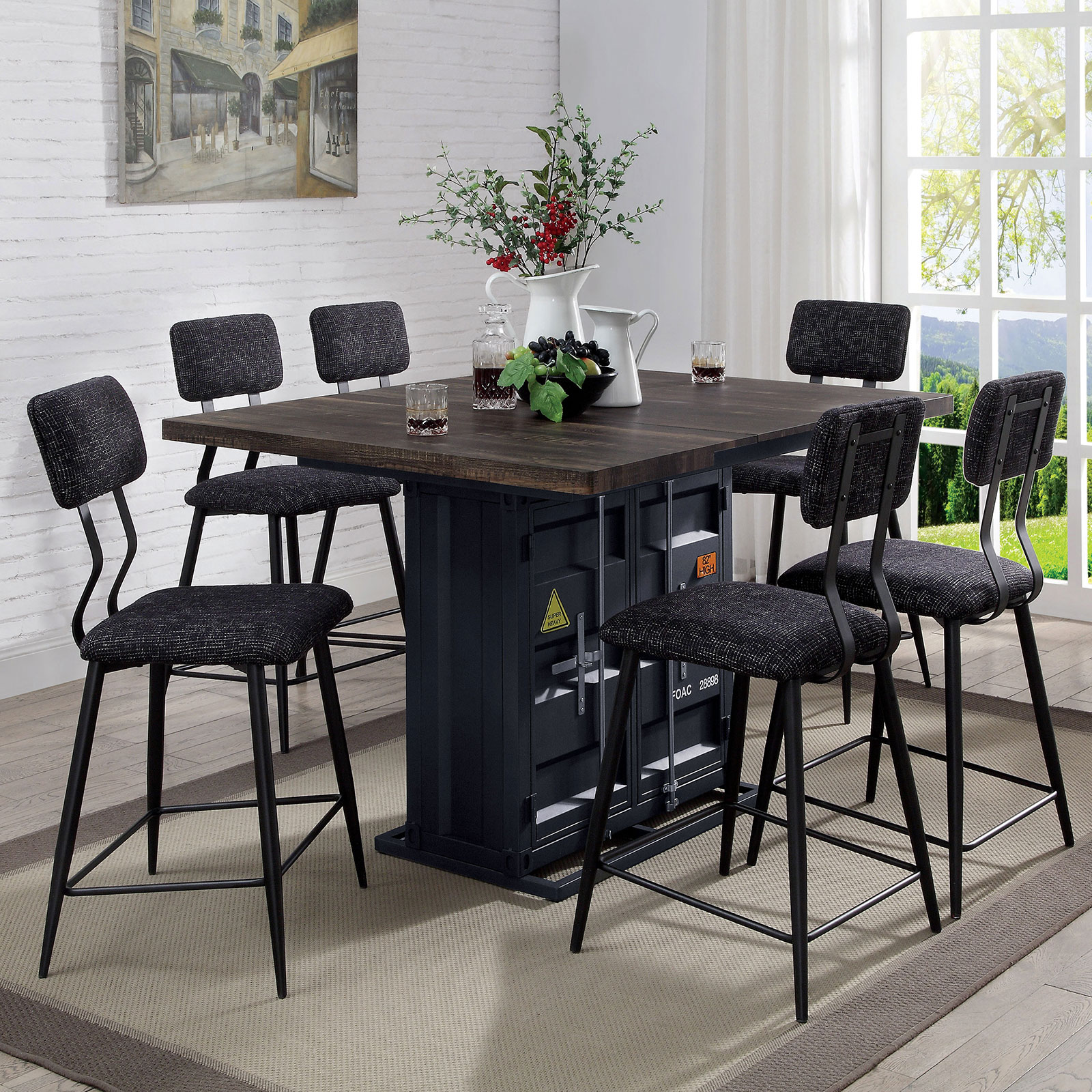 Furniture of America Esdargo FOA3791PT 7PC Industrial 7 Piece