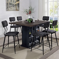 Industrial 7-Piece Counter Height Dining Table Set