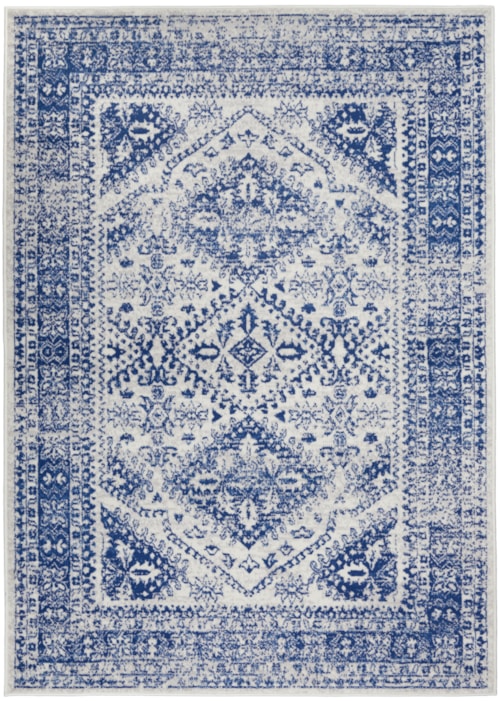 5' x 7' Ivory Navy Rectangle Rug