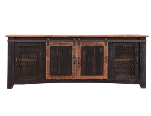 Rustic 80" TV Stand with Mesh Panel Doors