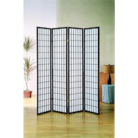 BLACK 4-PANEL ROOM DIVIDER WITH | WHITE SCREEN