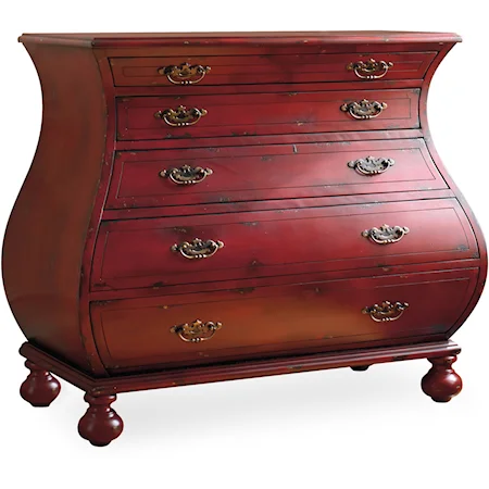 Traditional 5-Drawer Red Bombe Chest