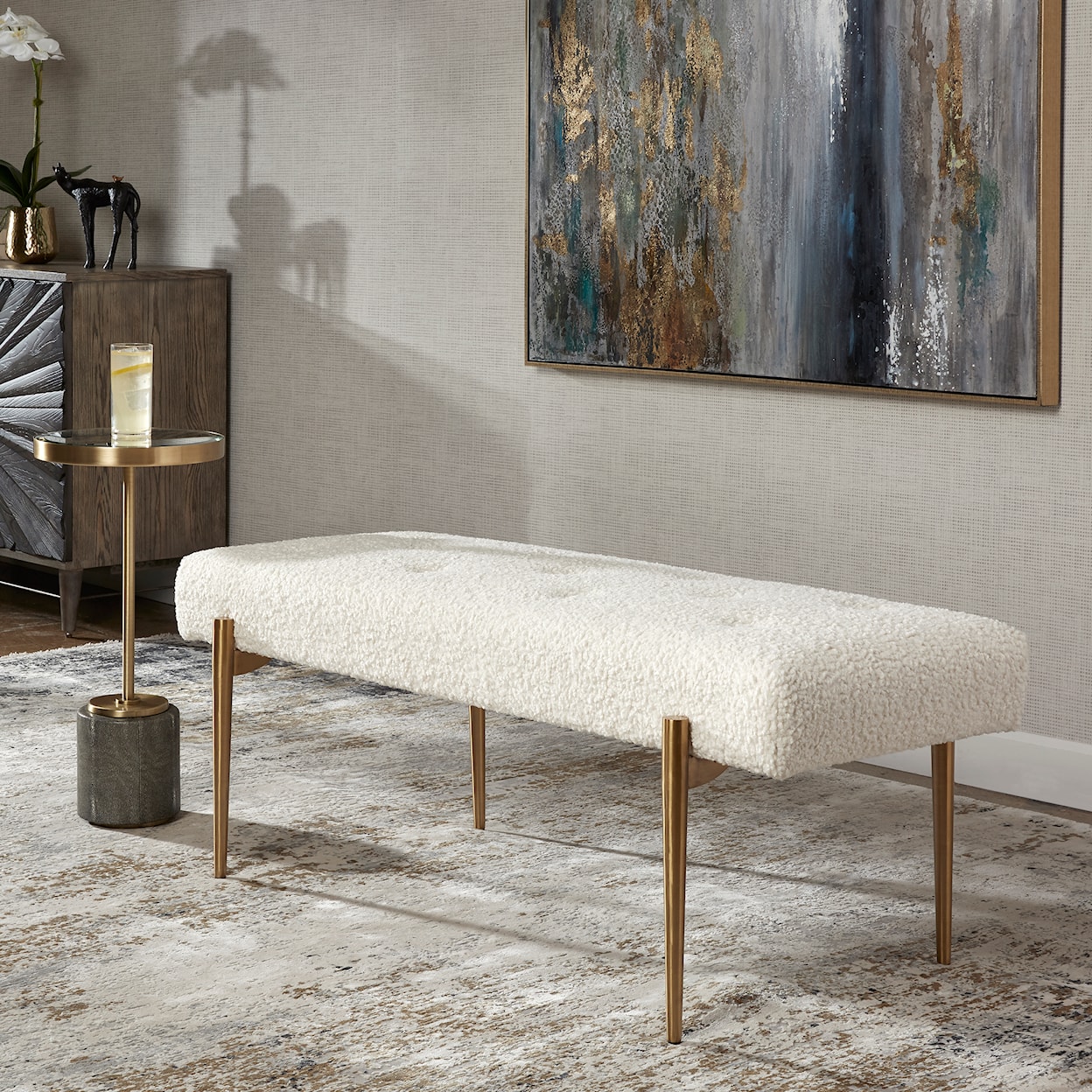 Uttermost Olivier Olivier White Bench