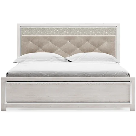 King Upholstered Panel Bed