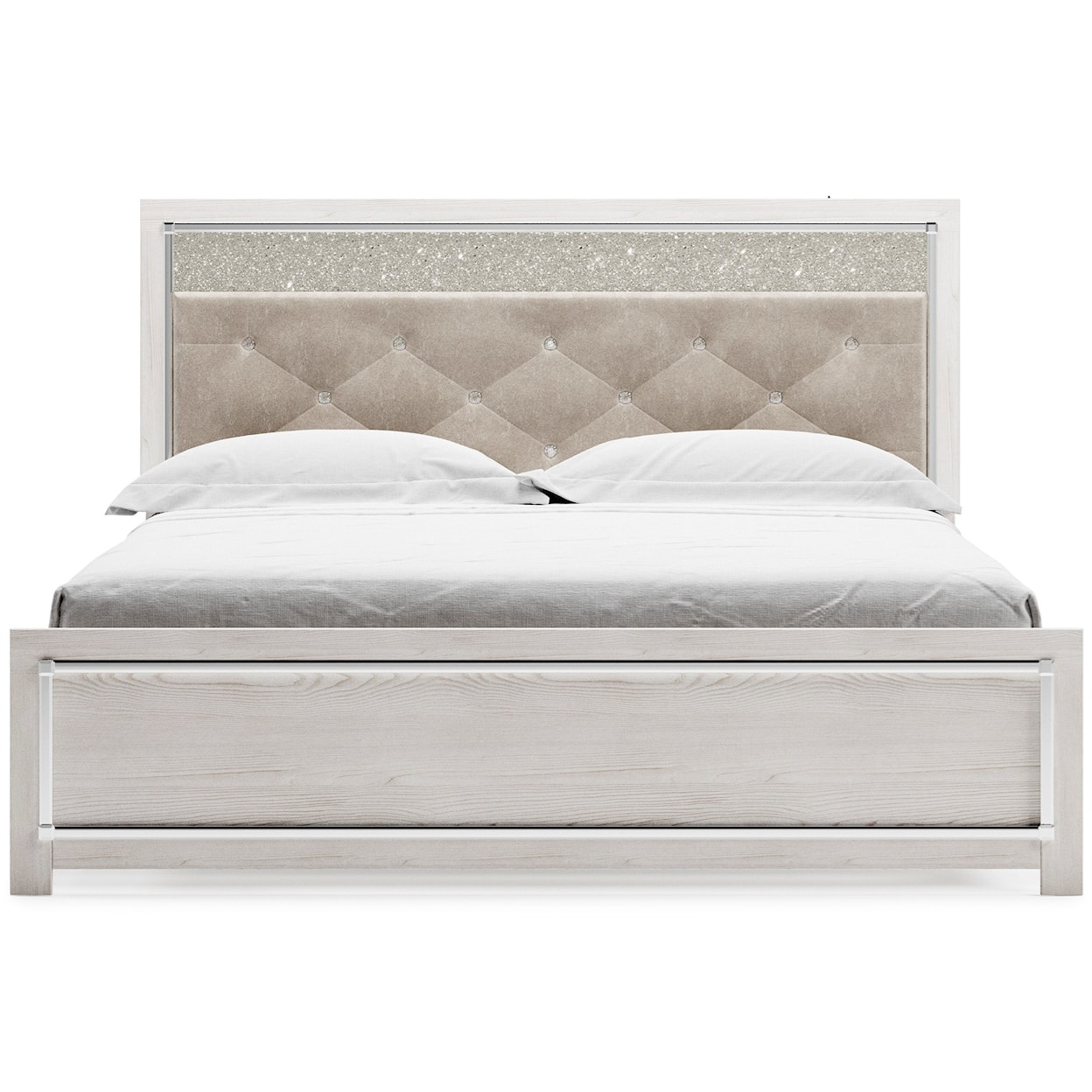 StyleLine Clara King Upholstered Panel Bed