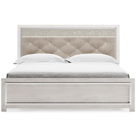 King Upholstered Panel Bed