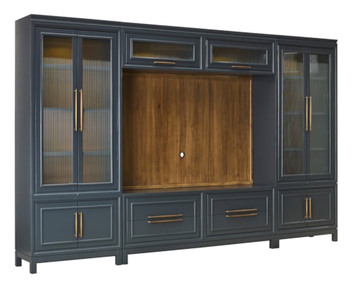 Transitional Entertainment Wall with Adjustable Shelves