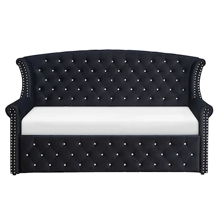 Lucinda Glam Transitional Daybed with Button Tufting and Nailhead Trim