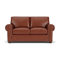 Transitional Leather Loveseat with Nailheads