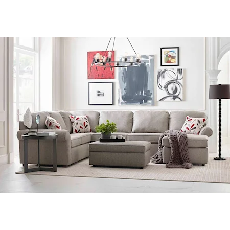 Transitional 4-Piece Sectional Sofa with Rolled Arms