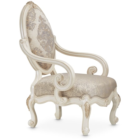 Traditional Upholstered Arm Chair with Oval Back