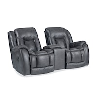 Casual Rocker Reclining Loveseat with Center Console