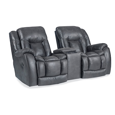 Casual Rocker Reclining Loveseat with Center Console