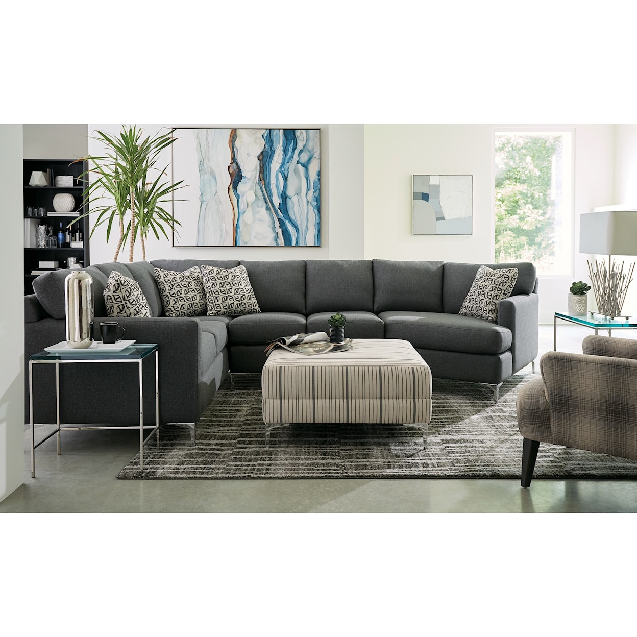 Hickorycraft M9 Custom - Design Options 5-Seat Sectional Sofa w/ RAF Cuddler