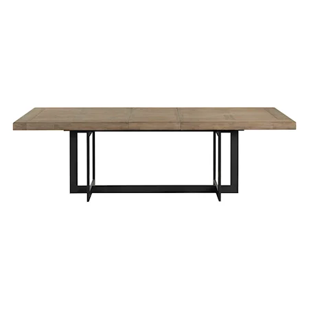 Rustic Trestle Dining Table with Self-Storing Leaf