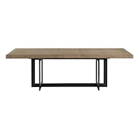 Rustic Trestle Dining Table with Self-Storing Leaf