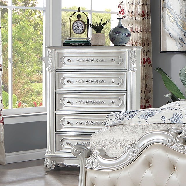 White 5-Drawer Bedroom Chest