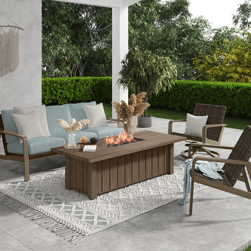 Ebel Fire Pits & Accessories Trevi Xl Rectangular Fire Pit With Lid