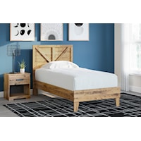 Casual Twin Crossbuck Panel Bed and Nightstand Set