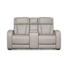 Signature Design Boyington Power Recl Loveseat w/ Console & Adj Hdrsts