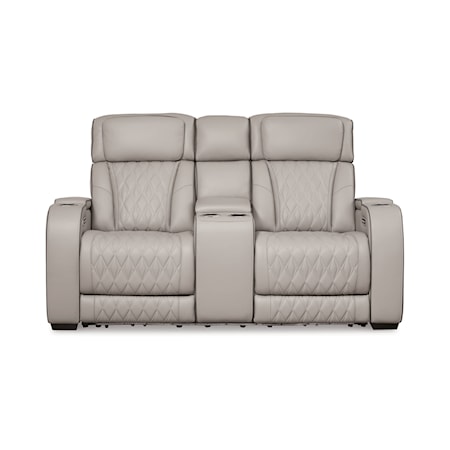 Power Recl Loveseat w/ Console &amp; Adj Hdrsts