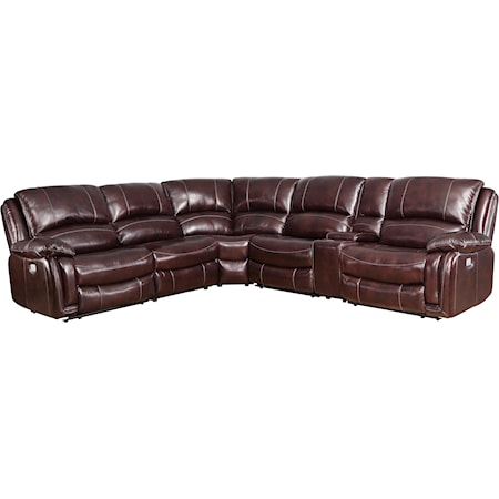 Dual-Power 6-Piece Sectional, Brown