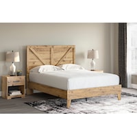 Casual Queen Panel Bed and 2 Nightstand Set