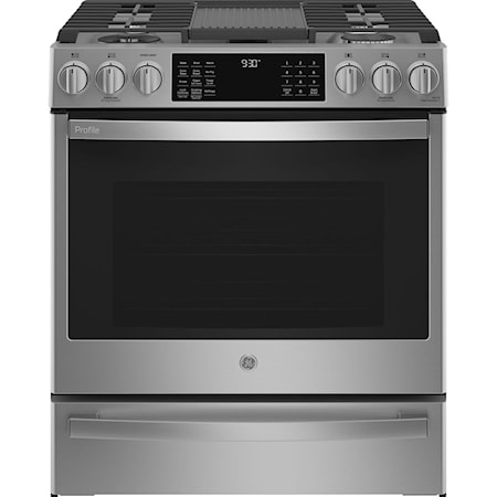 Profile 30” Dual Fuel Range with Wifi and No-Preheat Air Fry Stainless Steel - PC2S930YPFS