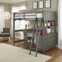 Twin Loft Bed with Desk and Chest